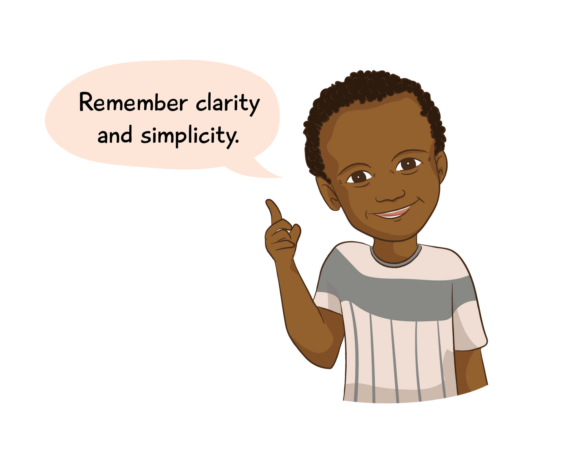 Child emphasizing clarity and simplicity in communication