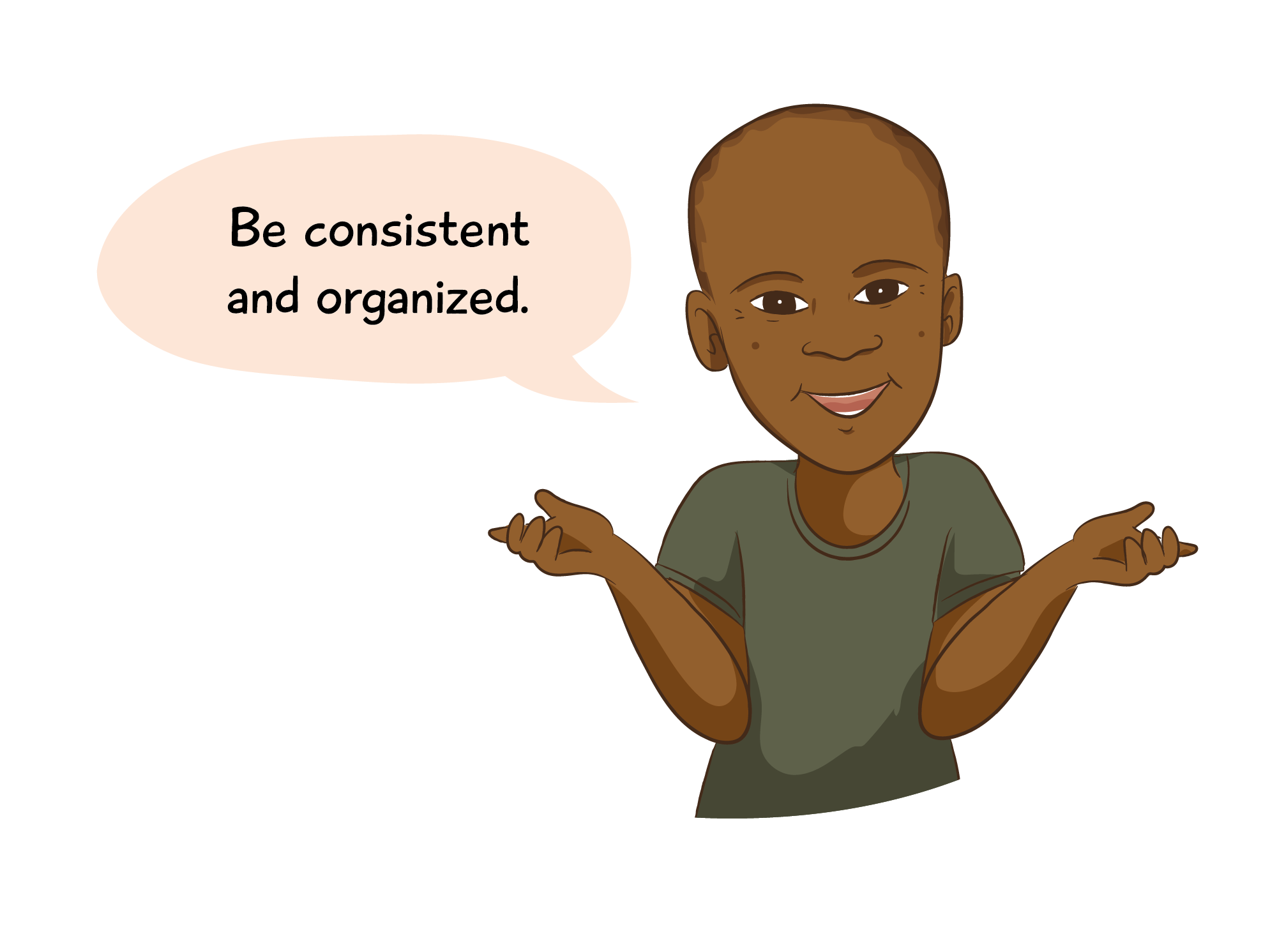 Child emphasizing consistency and organization