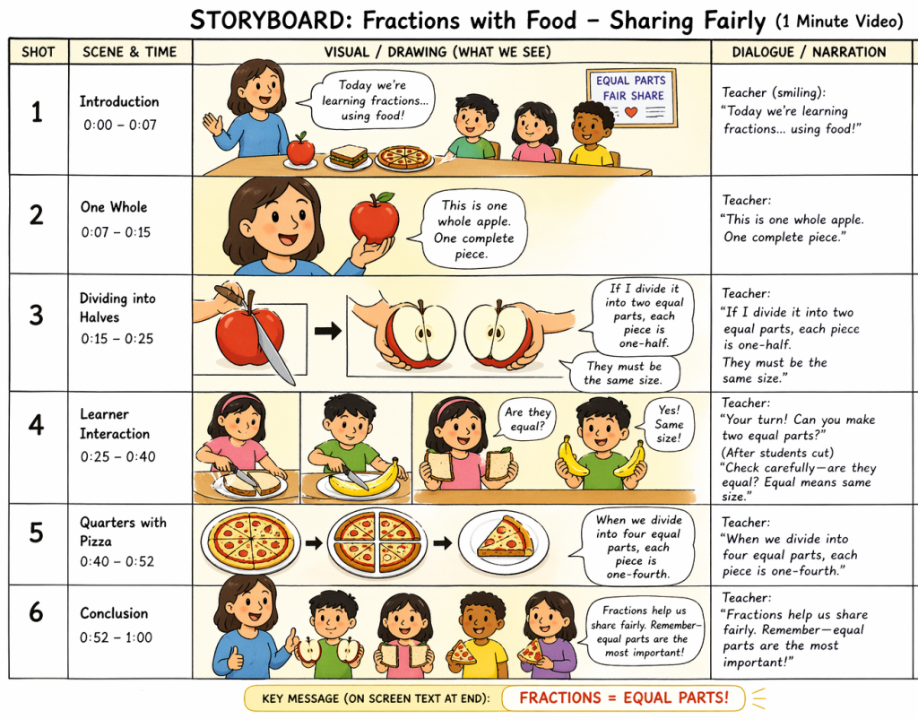 Fractions with food